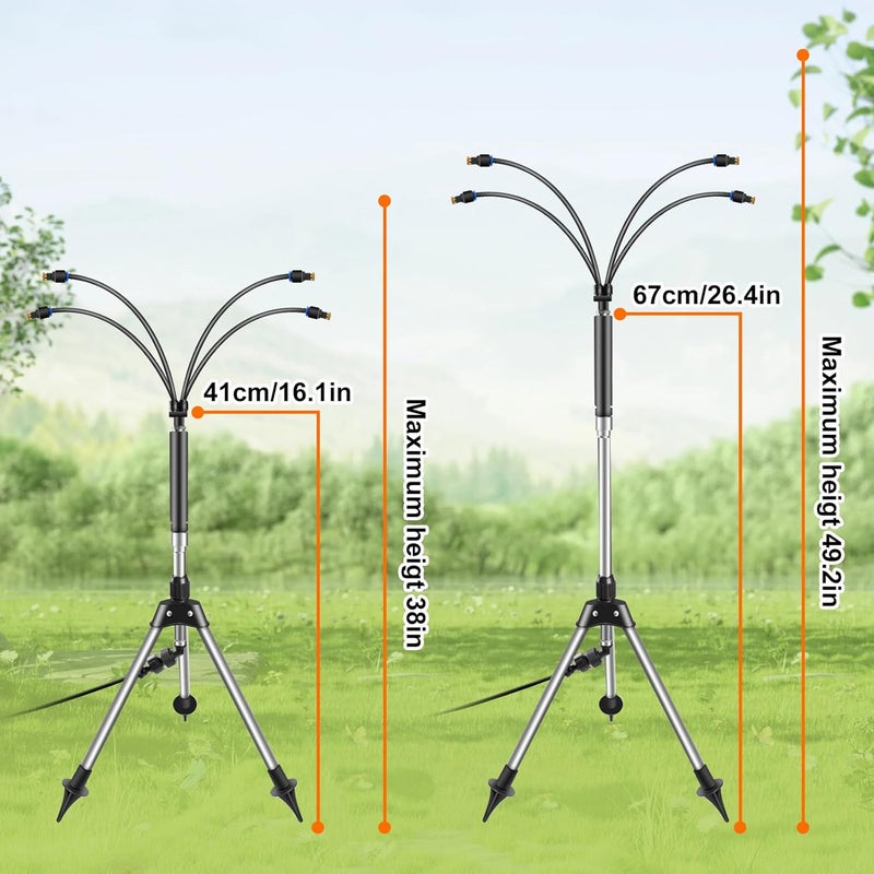 Cymuber Misters for Outside Patio, 26.5 FT Portable Water Mister for Cooling Outdoor, Flexible Stand Misting System with Adjustable Height for BBQ, Pet Playing, Patio Cooling, Backyard Garden - Image 4